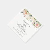 ピンクの花、白い花、ボホ、誕生日 スタンダードカクテルナプキン (角)