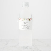 ピンクの花、白い花、ボホ、誕生日 ペットボトルラベル (正面)