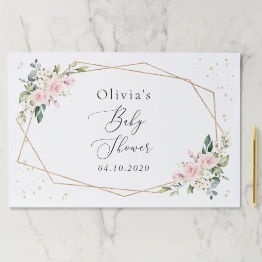 ピンクの花,白い花,緑,赤ちゃんシャワー ペーパーパッド (インサイチュ)