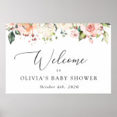 ピンクの花、白い花、赤ちゃんシャワーへようこそ ポスター (正面)