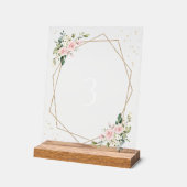 ピンクの花,白の花,ぼほ,テーブル番号 アクリルサイン (傾斜)
