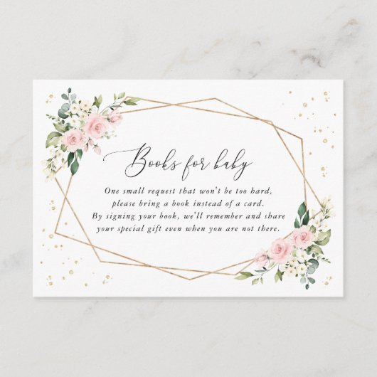 ピンクの花，白の花，ぼほ，ベビー用の本 エンクロージャーカード (正面)