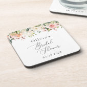 ピンクの花,白の花,ボホ,ブライダルシャワー コースター (左側)