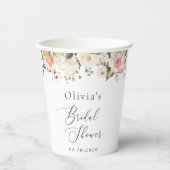 ピンクの花,白の花,ボホ,ブライダルシャワー 紙コップ (正面)