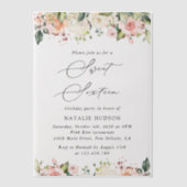 ピンクの花，白の花，ボホ，甘い16 ベラム紙招待状 (正面)