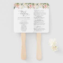 ピンクの花，白の花，ボホ，結婚式 プログラム ハンドファン