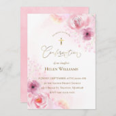 ピンクの花 | 確認 招待状 (正面/裏面)