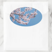 ピンクの花 空 楕円形シール (バッグ)