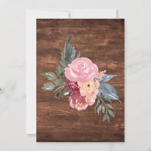 ピンクの花　素朴な私たち　こっそり挙式　受付のみ 招待状 (裏面)