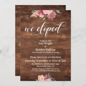 ピンクの花　素朴な私たち　こっそり挙式　受付のみ 招待状 (正面/裏面)