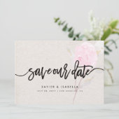 ピンクの花 | 結婚式の日程お知らせ セーブザデート (スタンド正面)
