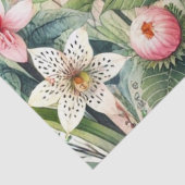 ピンクの花　緑の葉 薄葉紙 (詳細)