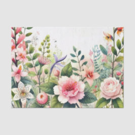 ピンクの花 緑の葉 薄葉紙