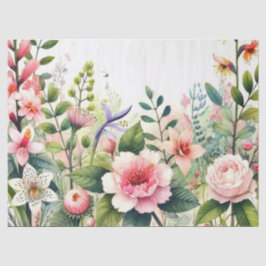 ピンクの花　緑の葉 薄葉紙