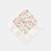 ピンクの花 縁ありカクテルナプキン (角)