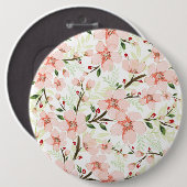 ピンクの花 缶バッジ (正面&裏面)