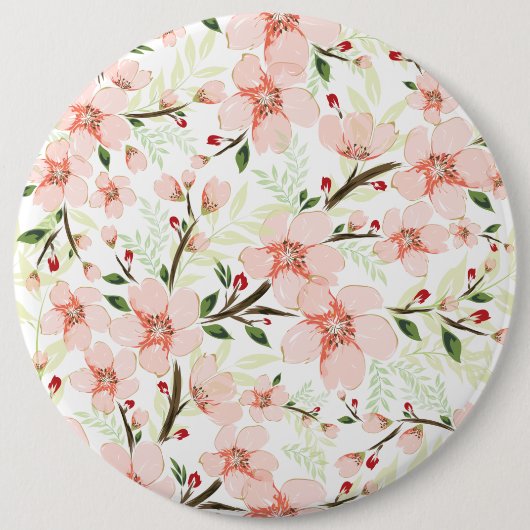 ピンクの花 缶バッジ (正面)