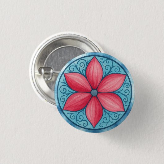 ピンクの花 缶バッジ (正面&裏面)