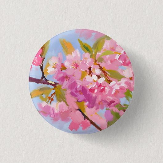 ピンクの花 缶バッジ (正面)