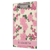 ピンクの花、花のパターン、あなたの名前 クリップボード (左)