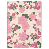 ピンクの花、花のパターン、あなたの名前 クリップボード (裏面)