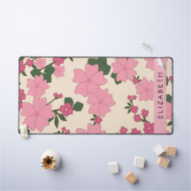 ピンクの花、花のパターン、あなたの名前