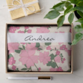 ピンクの花、花のパターン、あなたの名前 薄葉紙 (ギフト)