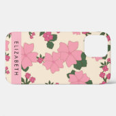 ピンクの花、花のパターン、あなたの名前 Case-Mate iPhoneケース (裏面 (横))