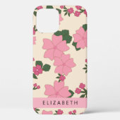 ピンクの花、花のパターン、あなたの名前 Case-Mate iPhoneケース (裏面)