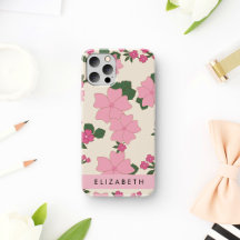 ピンクの花、花のパターン、あなたの名前