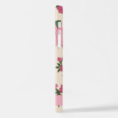 ピンクの花、花のパターン、あなたの名前 iPhoneケース (左側面)