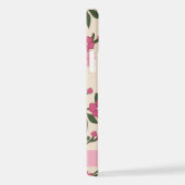 ピンクの花、花のパターン、あなたの名前 iPhoneケース (右側面)