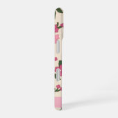 ピンクの花、花の模様、お名前 iPhone 16ケース (右側面)
