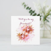 ピンクの花 花よ、私の花嫁の介添えカードになってくれる？ 招待状 (スタンド正面)