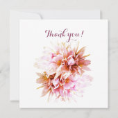 ピンクの花 花よ、私の花嫁の介添えカードになってくれる？ 招待状 (裏面)