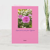 ピンクの花 花束 ローズ バラ デイジー グリーティングカード (裏面)