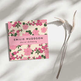 ピンクの花、花柄、花屋、花屋 スクエア名刺