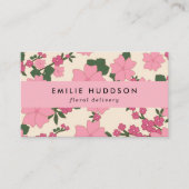 ピンクの花、花柄、花屋、花屋 名刺 (正面)