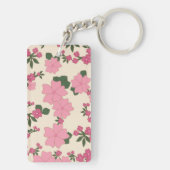 ピンクの花、花柄、花柄 キーホルダー (裏面)