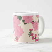 ピンクの花、花柄、花柄 ジャンボコーヒーマグカップ (正面右)