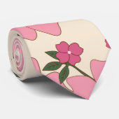 ピンクの花、花柄、花柄 ネクタイ (ロール)