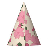 ピンクの花、花柄、花柄 パーティーハット (裏面)