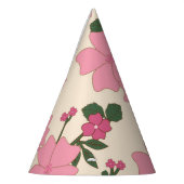 ピンクの花、花柄、花柄 パーティーハット (左)