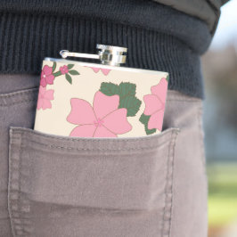 ピンクの花、花柄、花柄 フラスク