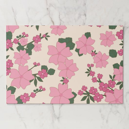 ピンクの花、花柄、花柄 ペーパーパッド (正面)