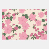 ピンクの花、花柄、花柄 ラッピングペーパーシート (正面3)