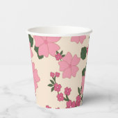 ピンクの花、花柄、花柄 紙コップ (裏面)