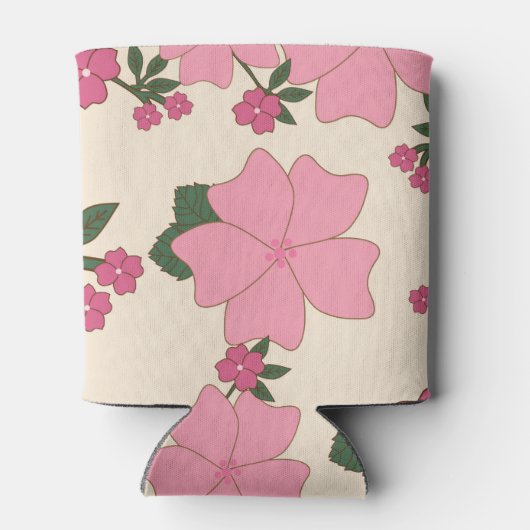 ピンクの花、花柄、花柄 缶クーラー (裏面)