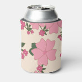 ピンクの花、花柄、花柄 缶クーラー (缶裏面)