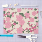 ピンクの花、花柄、花柄 薄葉紙 (クラフト)